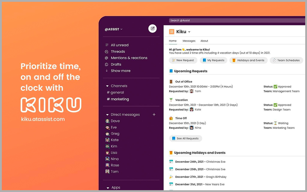 Use Kiku for monitoring time-offs