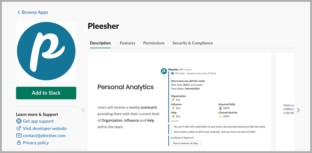 Use Pleesher for Slack Analytics