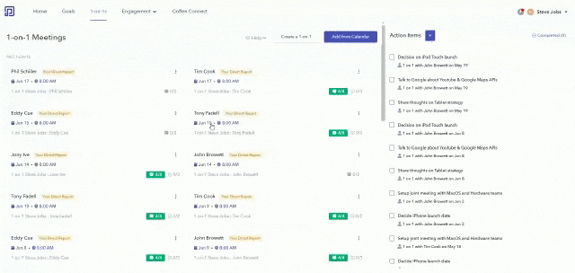 one-on-one meeting in OKR tool.