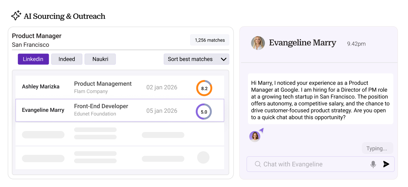 User interface demonstration of AI-sourcing and outreach platform