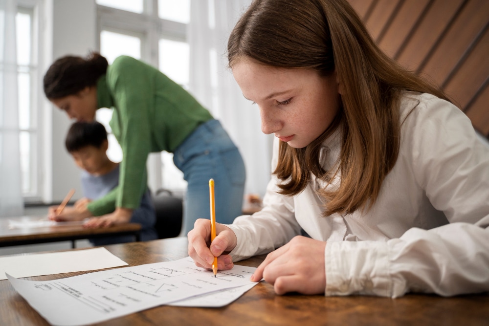 Girl taking an assessment